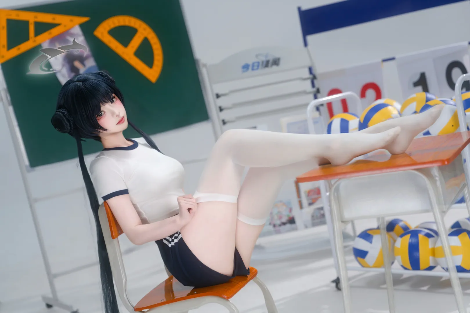蔚蓝档案, 龙华妃咲cos, 校园cos, cosplay摄影, 体操服cos