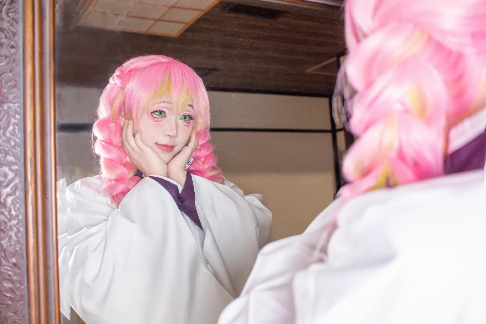 Character accuracy, cosplay, Anime-style photography, Demon Slayer, Mitsuri Kanroji cosplay