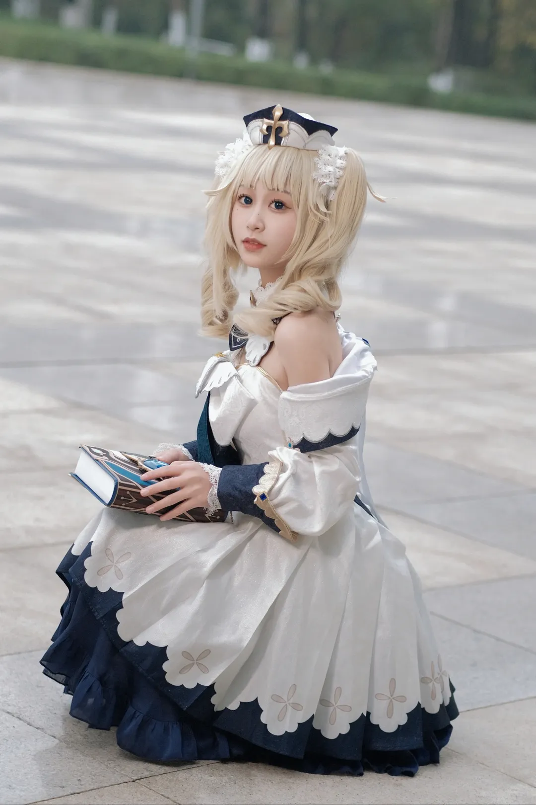 原神, 芭芭拉cos, 二次元cosplay, 外景摄影, 白丝穿搭
