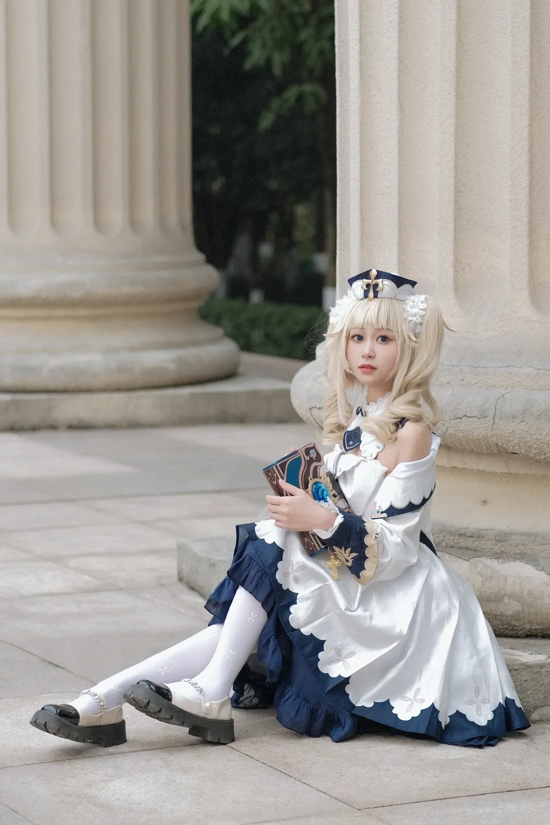 Genshin Impact, Barbara Cosplay, Anime cosplay, Outdoor photography, White thigh-highs outfit - Image 3