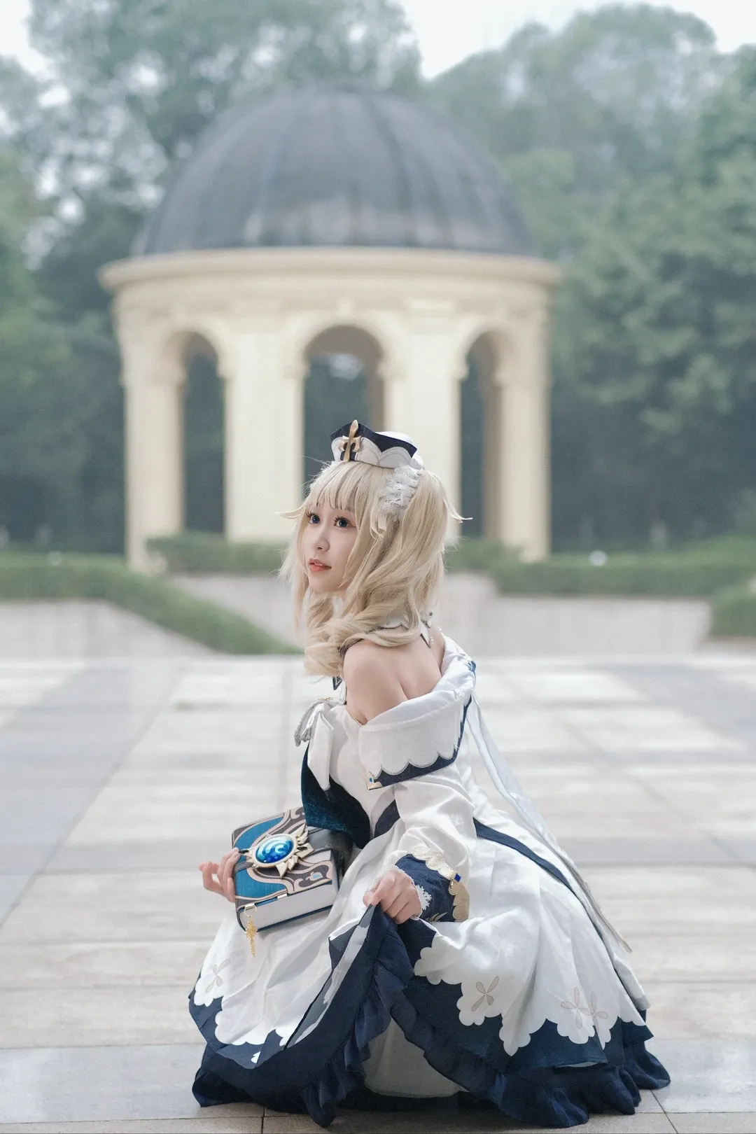 Genshin Impact, Barbara Cosplay, Anime cosplay, Outdoor photography, White thigh-highs outfit - Image 5