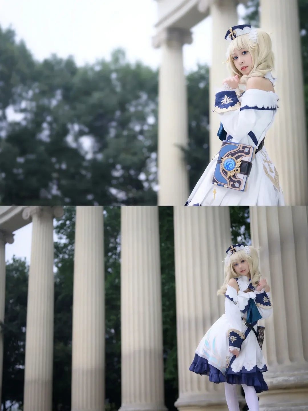 Genshin Impact, Barbara Cosplay, Anime cosplay, Outdoor photography, White thigh-highs outfit - Image 8
