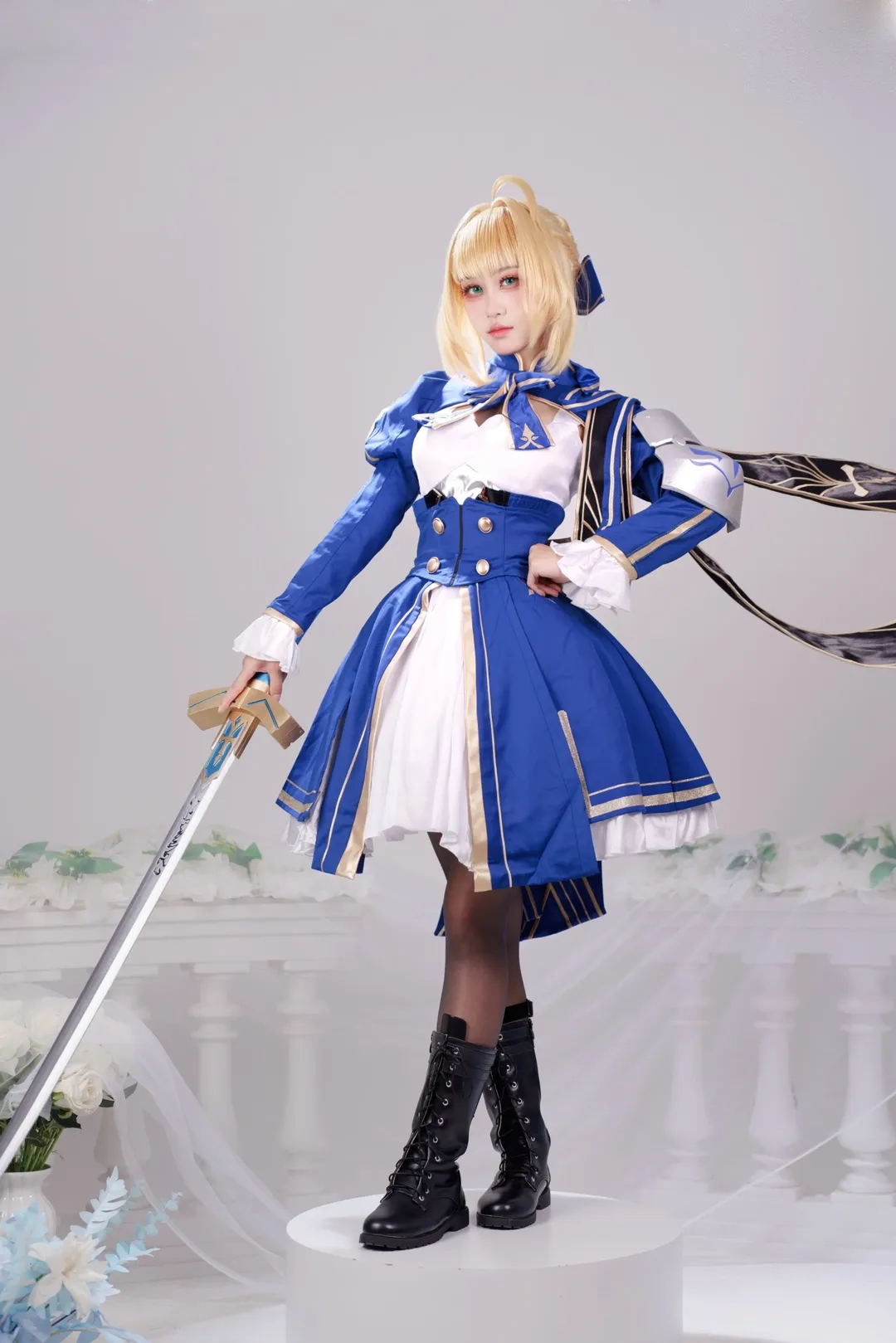cosplay, 崩坏星穹铁道, 金发少女, sabercos, 蓝金战袍