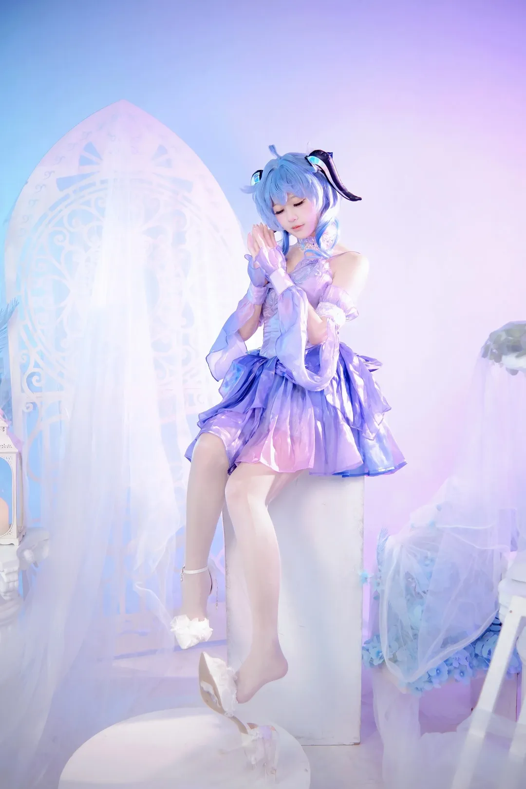 Genshin Impact, Ganyu Cosplay, Anime-style photography, Dreamy Girl, Ballet tutu - Image 1