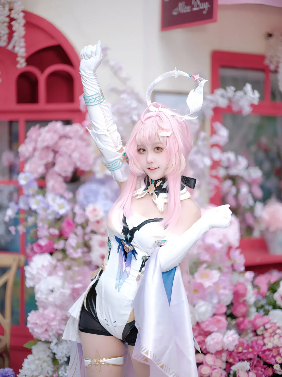 鳴潮, 2次元少女, エイメス コスプレ, コスプレ撮影, 屋外フラワーウォール撮影 - 8枚目