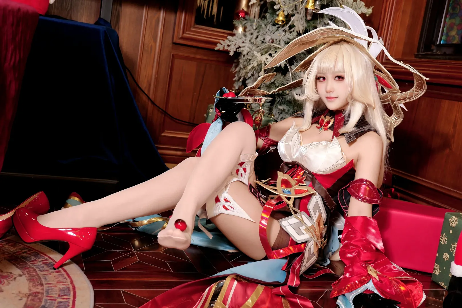 原神, 二次元摄影, 艾莉丝cos, 原神cosplay, 圣诞主题cos