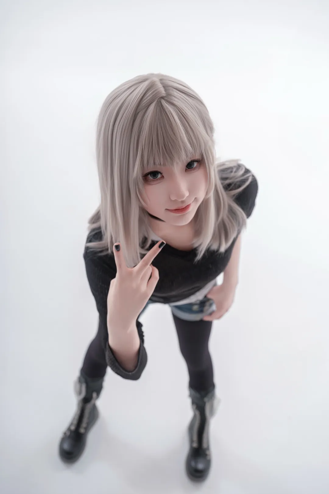 コスプレ写真, ガールズバンドクライ, スタジオ撮影, 河原木桃香コスプレ, 銀髪コーデ