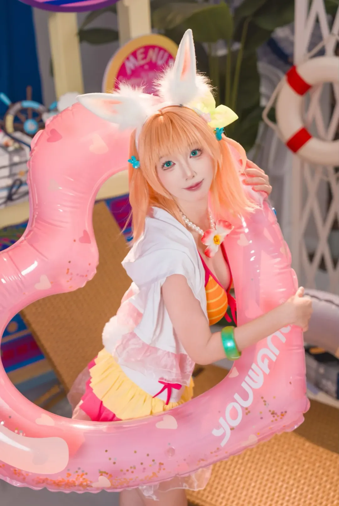 2D, Cosplay photography, Hinoshita Kaho cosplay, Love Live! Hasunosora Jogakuin School Idol Club, Summer swimsuit cosplay
