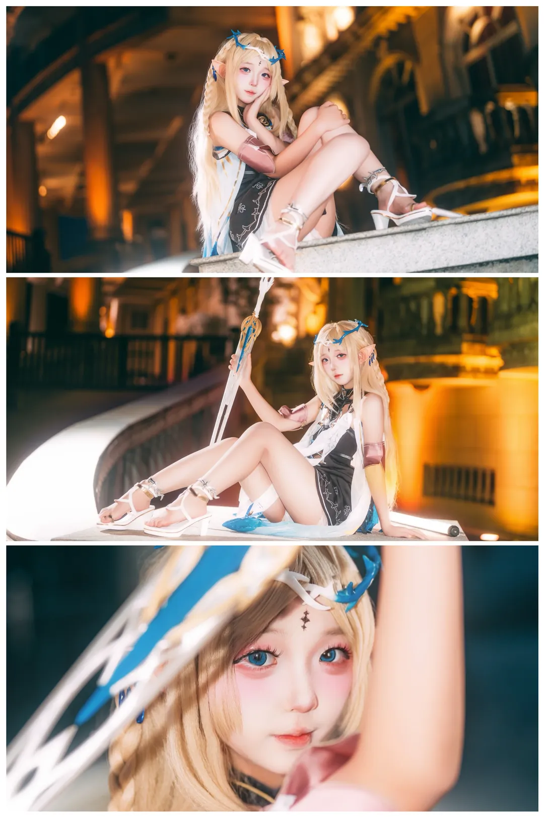 鳴潮, 雰囲気, カルテジア コスプレ, エルフ耳, 夜景ロケ - 1枚目