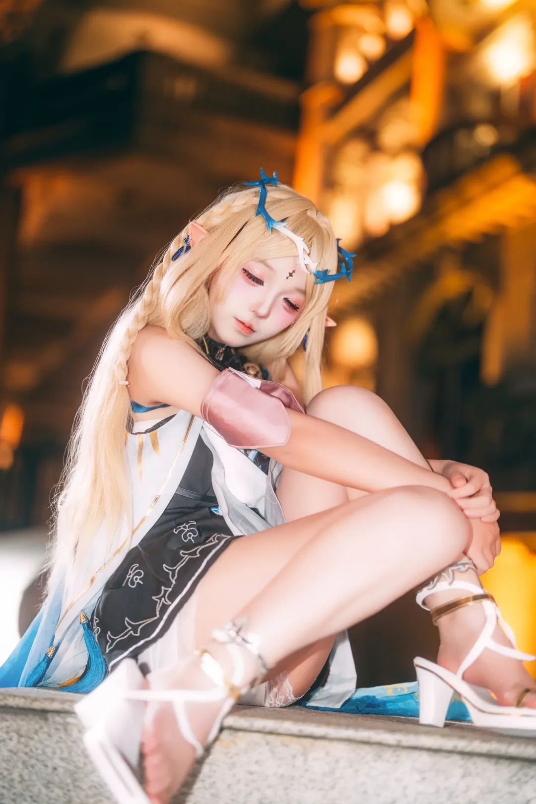 鳴潮, 雰囲気, カルテジア コスプレ, エルフ耳, 夜景ロケ - 10枚目