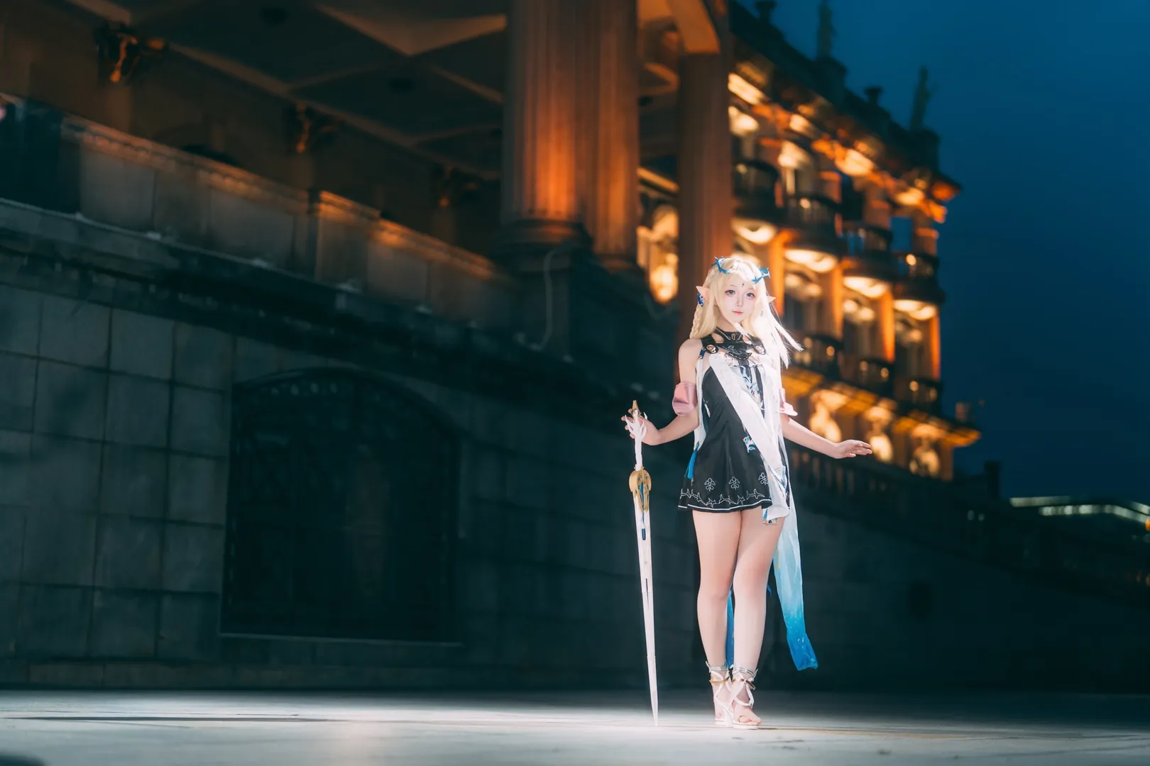 鳴潮, 雰囲気, カルテジア コスプレ, エルフ耳, 夜景ロケ - 12枚目