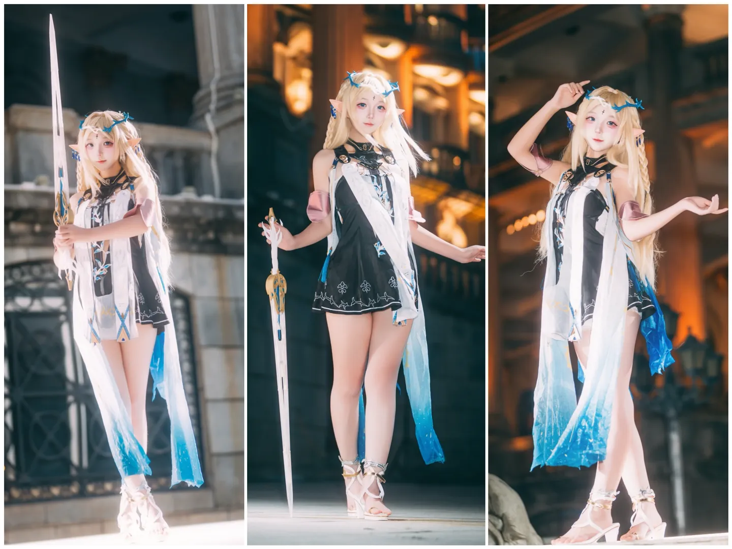 鳴潮, 雰囲気, カルテジア コスプレ, エルフ耳, 夜景ロケ - 2枚目