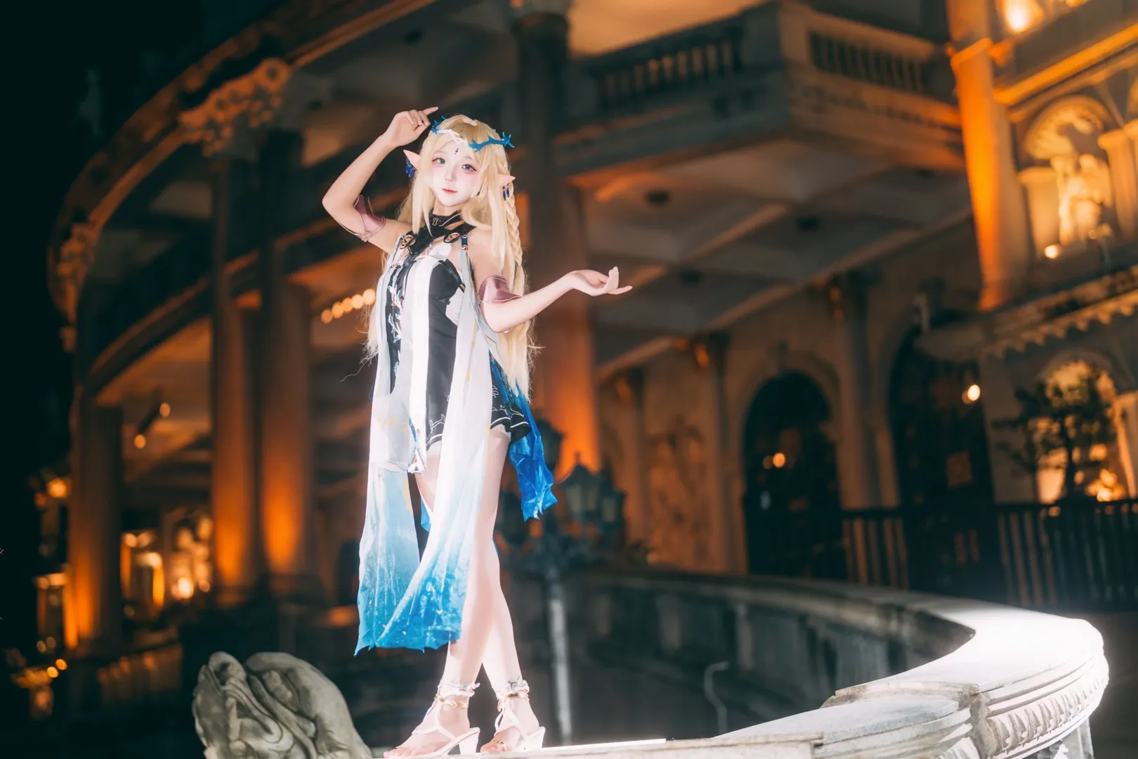 鳴潮, 雰囲気, カルテジア コスプレ, エルフ耳, 夜景ロケ - 4枚目