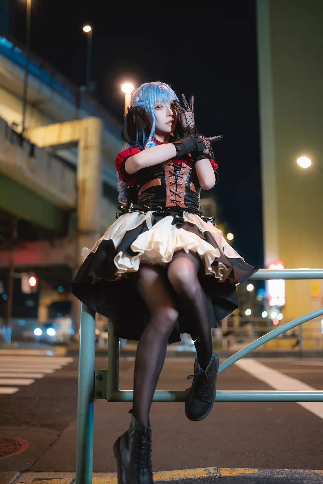 丰川祥子cos, 二次元cosplay, Ave Mujica, 夜景人像摄影, 街头风摄影