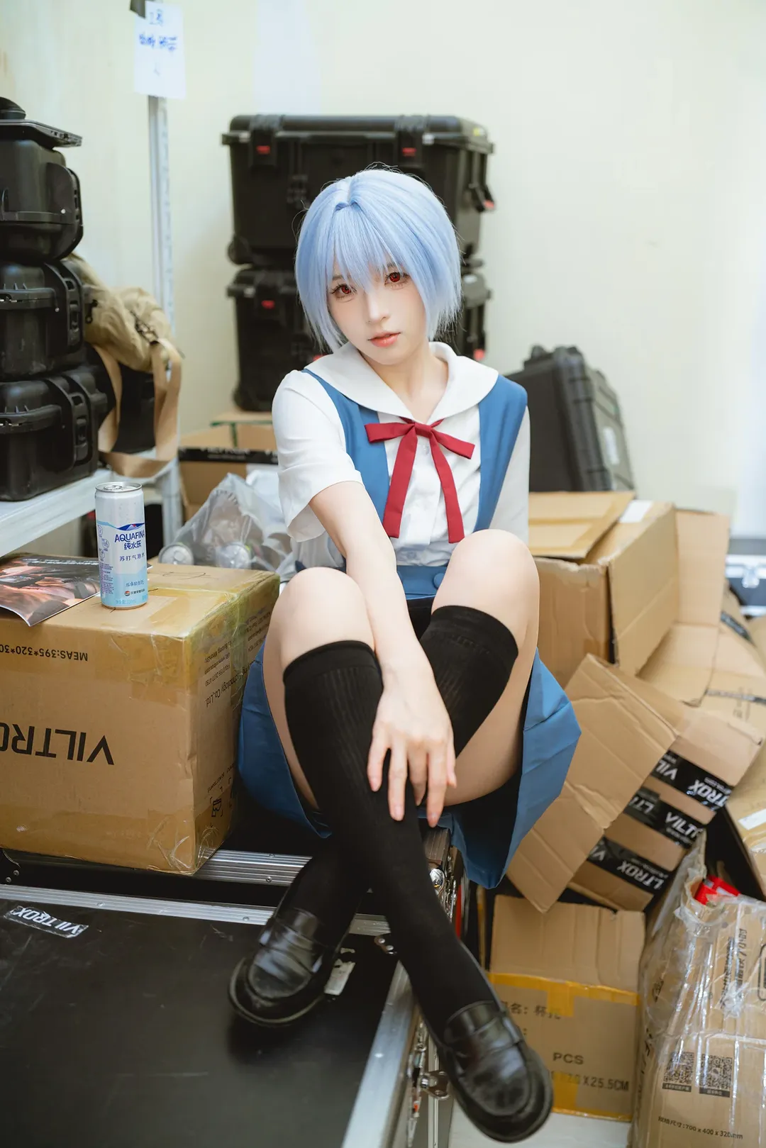 绫波丽cos, 新世纪福音战士, cosplay摄影, 仓库写真, 二次元校园风 - 第1张