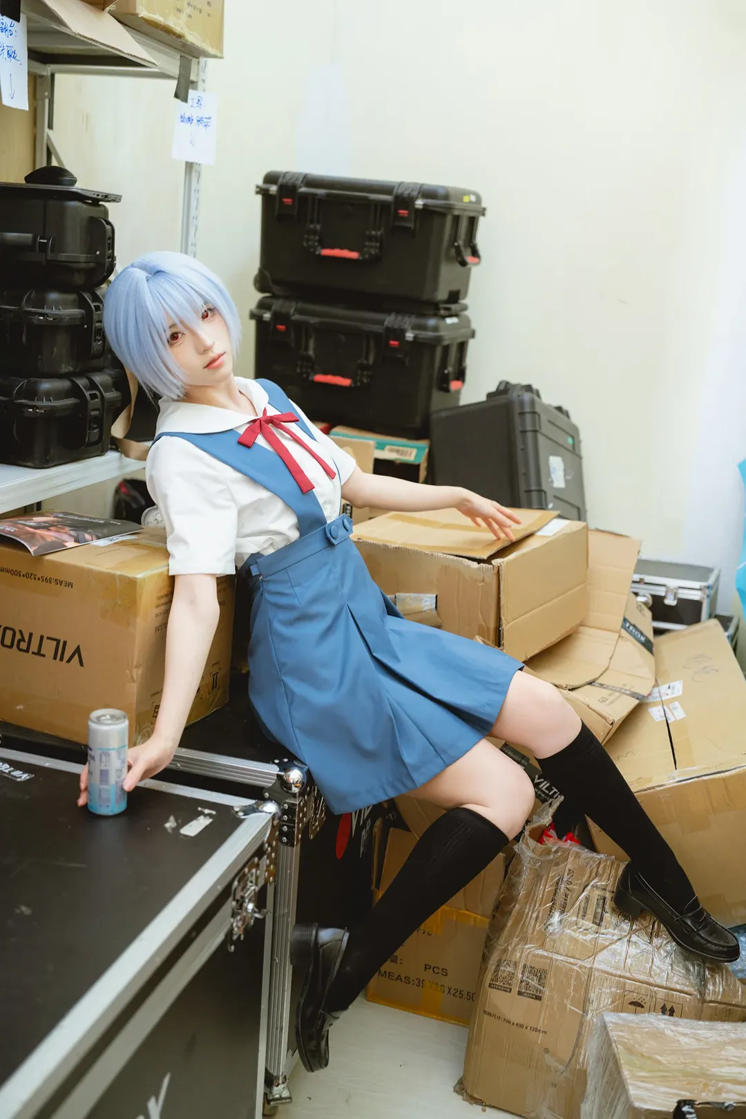 绫波丽cos, 新世纪福音战士, cosplay摄影, 仓库写真, 二次元校园风 - 第2张