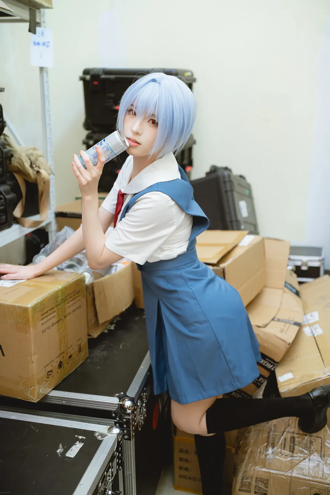 绫波丽cos, 新世纪福音战士, cosplay摄影, 仓库写真, 二次元校园风 - 第4张