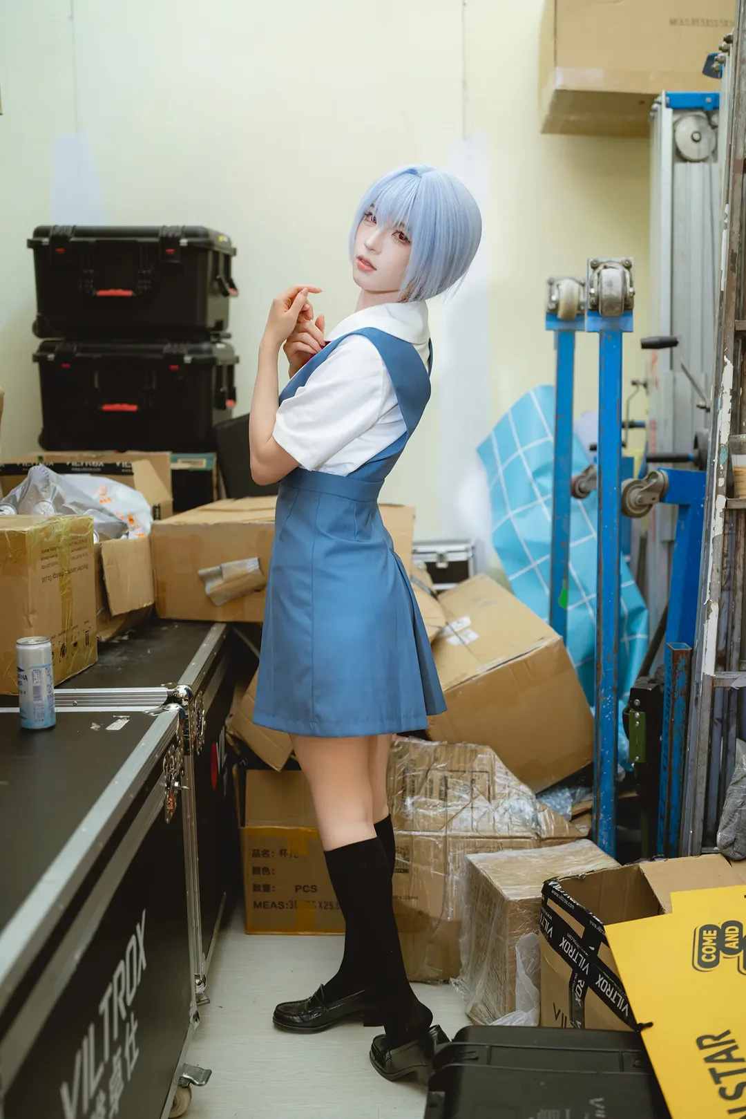 绫波丽cos, 新世纪福音战士, cosplay摄影, 仓库写真, 二次元校园风 - 第9张