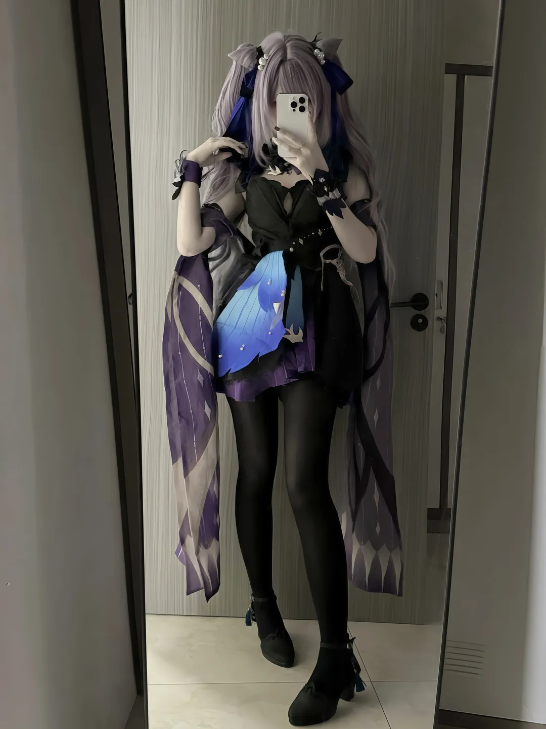 原神, 刻晴コスプレ, 鏡越しの自撮り, コスプレ日常, 二次元ファッション - 1枚目