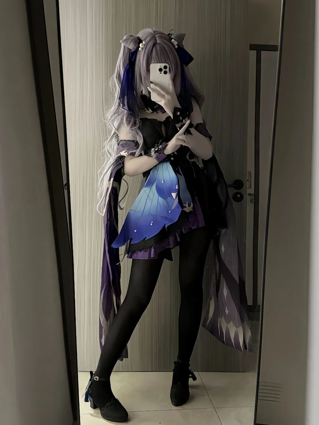原神, 刻晴cos, 对镜自拍, cosplay日常, 二次元穿搭