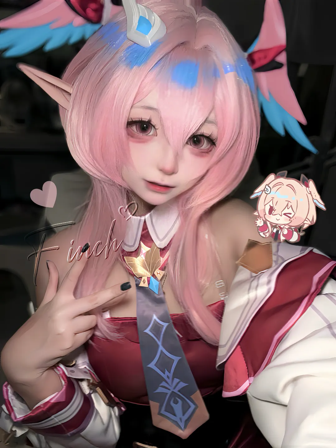 原神, 莉奈娅cos, 精灵耳, 粉色假发, Cosplay日常