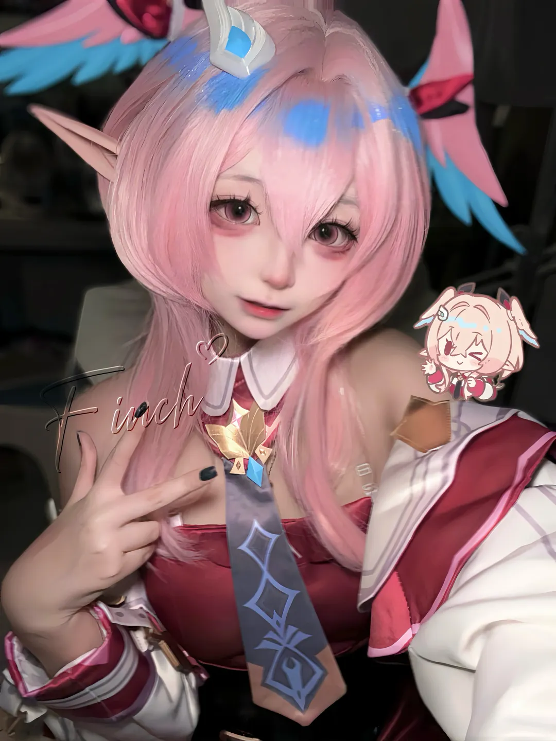 原神, リンネア コスプレ, エルフ耳, ピンクのウィッグ, コスプレ日常 - 2枚目