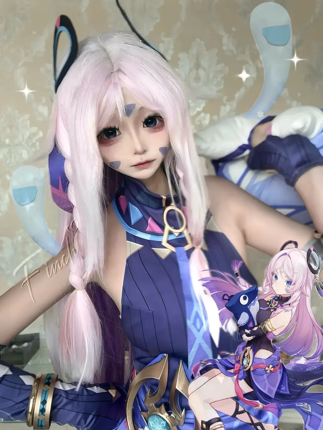 原神, 茜特菈莉cos, 冰元素, cosplay服装, 二次元化妆
