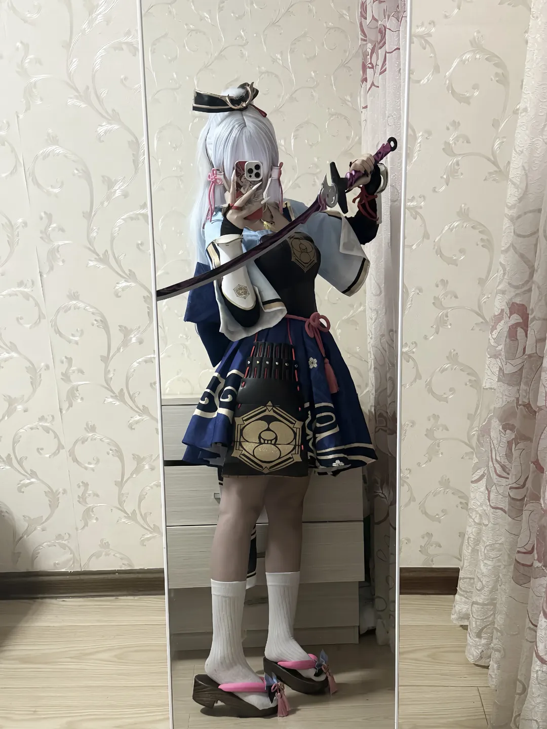 原神, cosplay, 神里绫华cos, 对镜自拍, 二次元穿搭 - 第2张