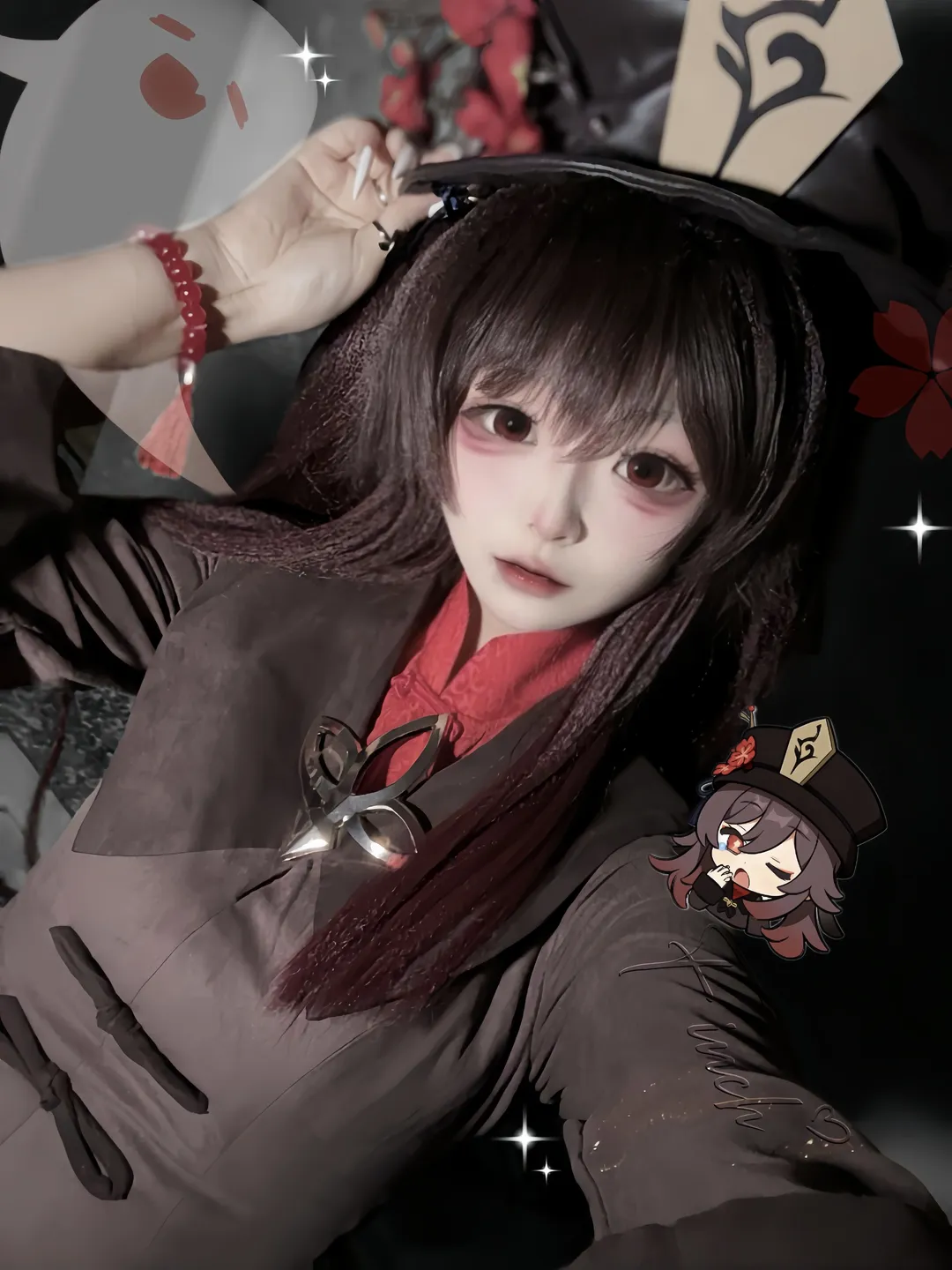 原神, 二次元撮影, 胡桃コスプレ, コスプレコーディネート, ダーク系メイク - 1枚目
