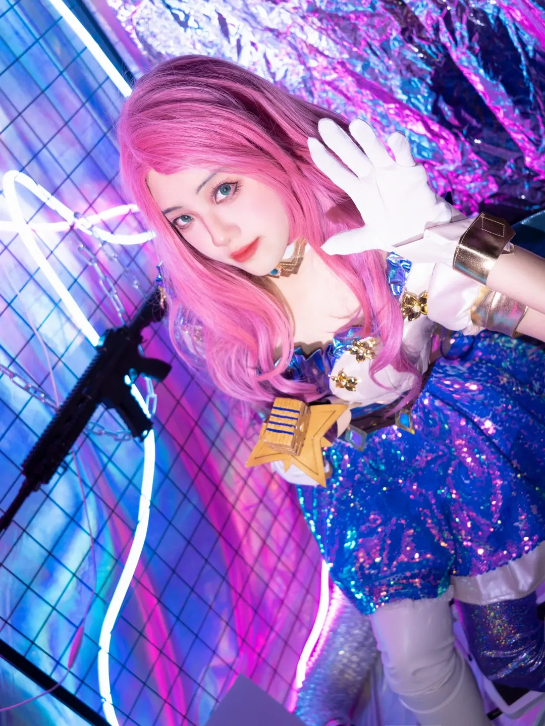 ピンクのウィッグ, リーグ・オブ・レジェンド, サイバーパンク・コスプレ, セラフィーン コスプレ, スパンコールスカートコーデ - 7枚目