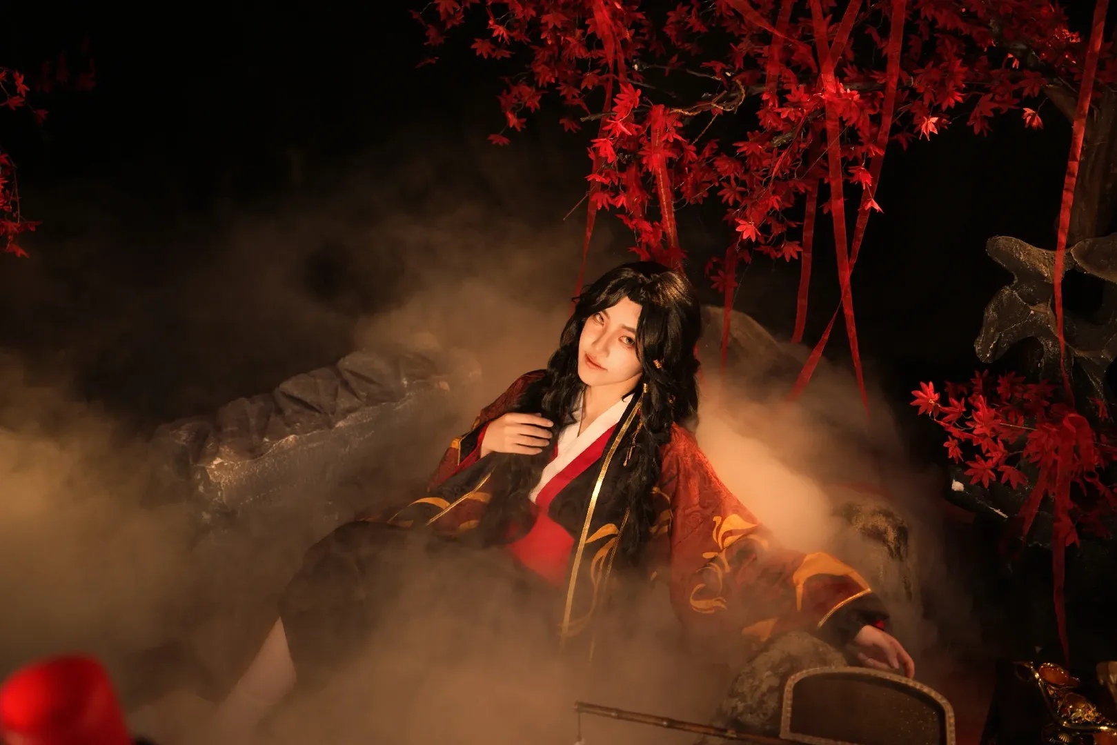古风写真, 代号鸢, 汉服cosplay, 刘辩cos, 红枫夜景