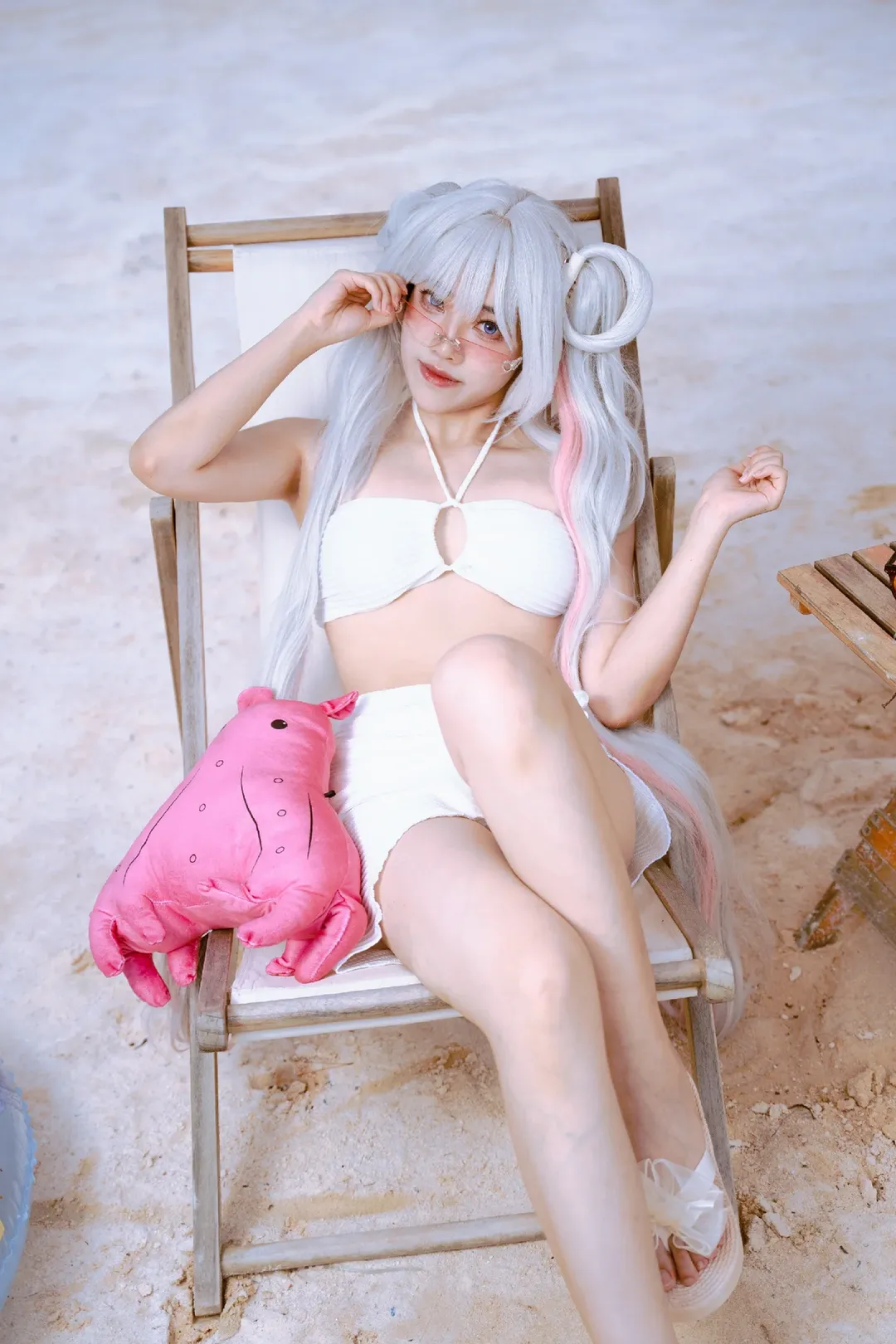 Anime-style fashion, Cosmic Princess Kaguya!, Swimsuit cosplay, Beach photoshoot, Yachiyo cosplay - Image 1