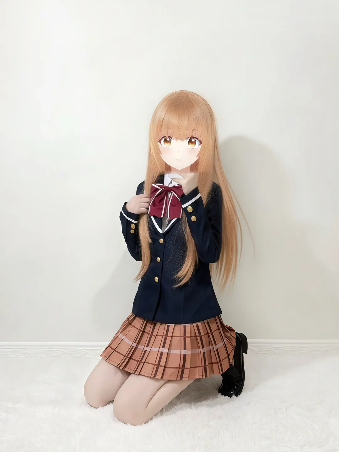 椎名真昼cos, 邻家天使大人, JK制服cosplay, 百褶裙穿搭, 天使光环特效 - 第2张