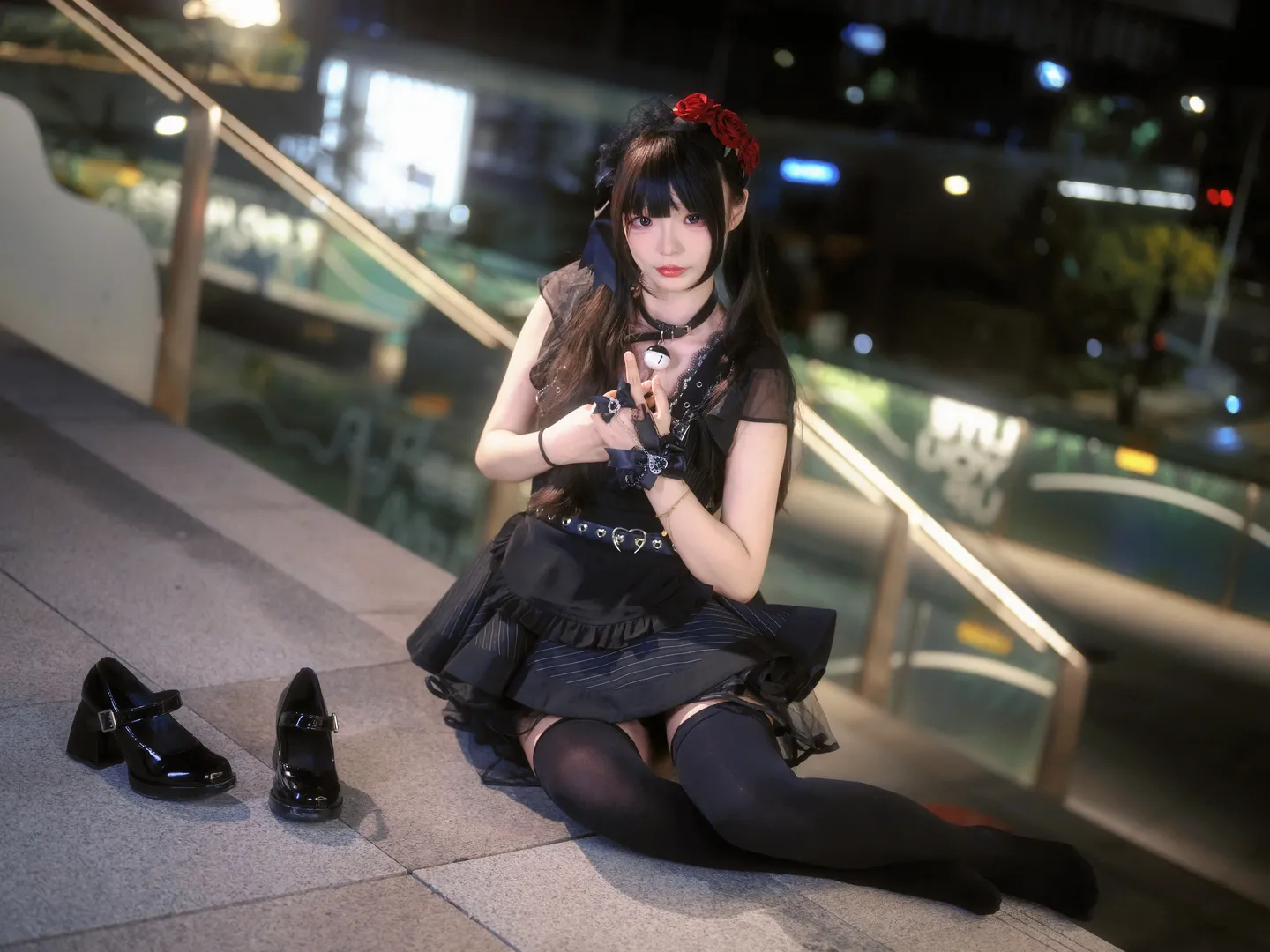 コスプレ, 上海撮影予約, 夜景ポートレート, ダークメイド服, クリスタル・プラザ前灘 - 3枚目