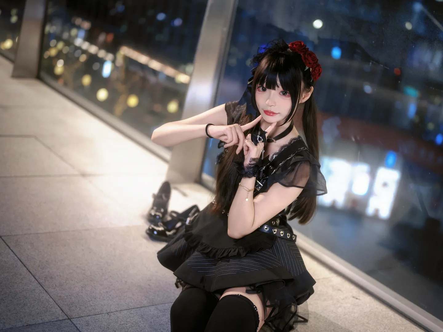 コスプレ, 上海撮影予約, 夜景ポートレート, ダークメイド服, クリスタル・プラザ前灘 - 5枚目