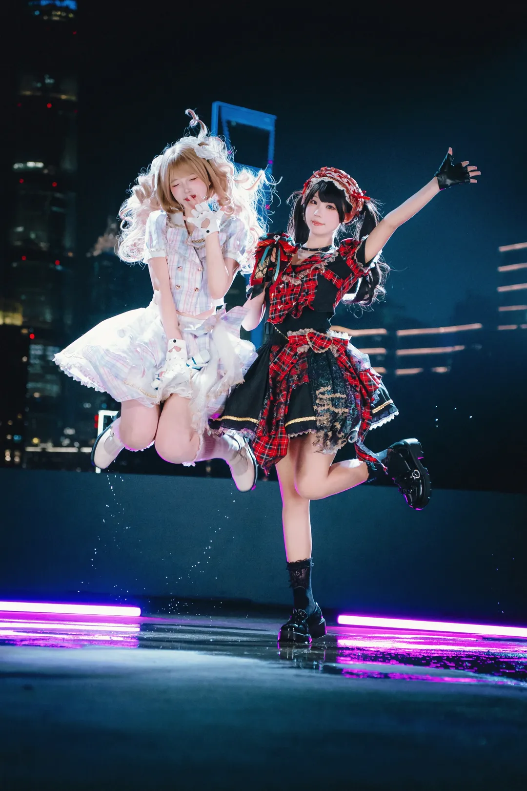 写真ポーズの共有, 夜景ポートレート, ロリコーデ, アイドル衣装コスプレ, 艺仓美術館の屋上 - 1枚目