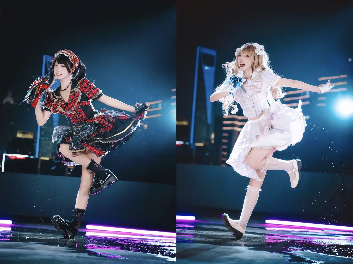 写真ポーズの共有, 夜景ポートレート, ロリコーデ, アイドル衣装コスプレ, 艺仓美術館の屋上 - 3枚目