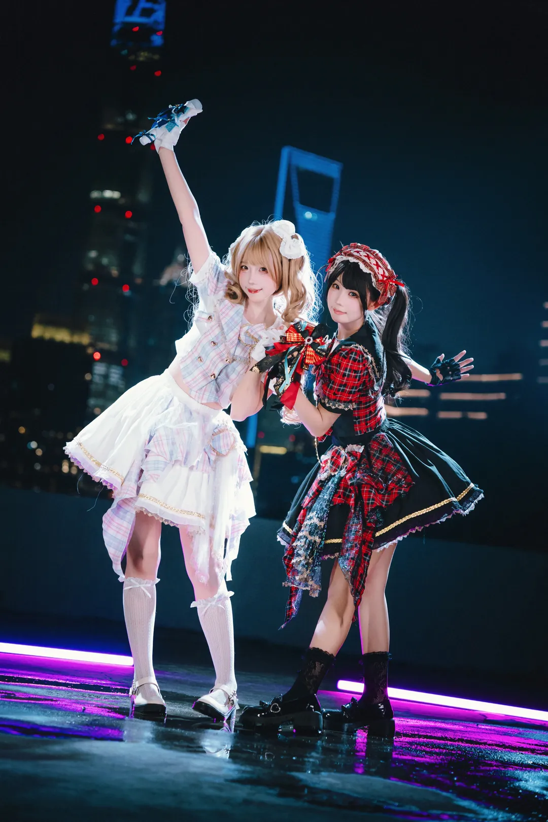 写真ポーズの共有, 夜景ポートレート, ロリコーデ, アイドル衣装コスプレ, 艺仓美術館の屋上 - 5枚目