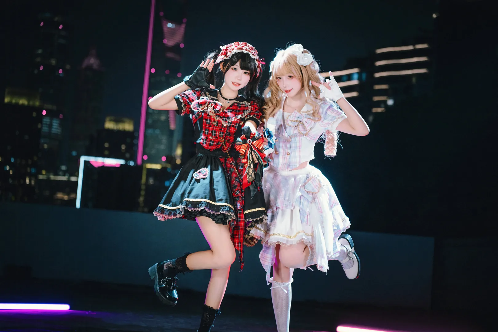 写真ポーズの共有, 夜景ポートレート, ロリコーデ, アイドル衣装コスプレ, 艺仓美術館の屋上 - 6枚目