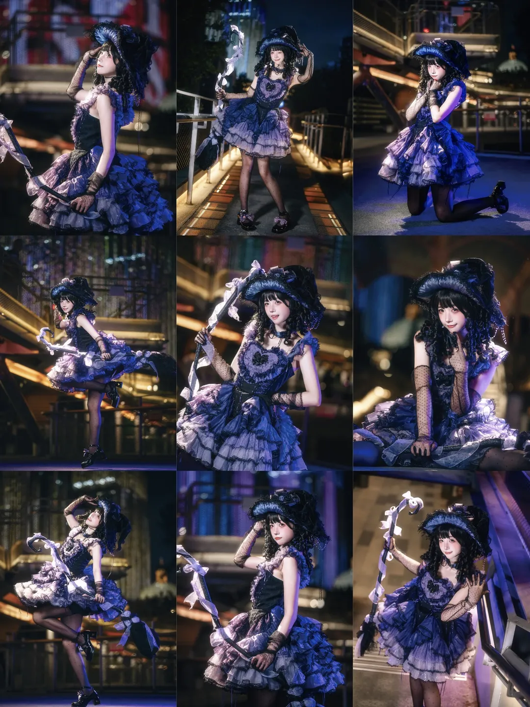 夜景人像, lolita穿搭, 异想家手作, 魔女风造型, 拍照姿势教学 - 第1张