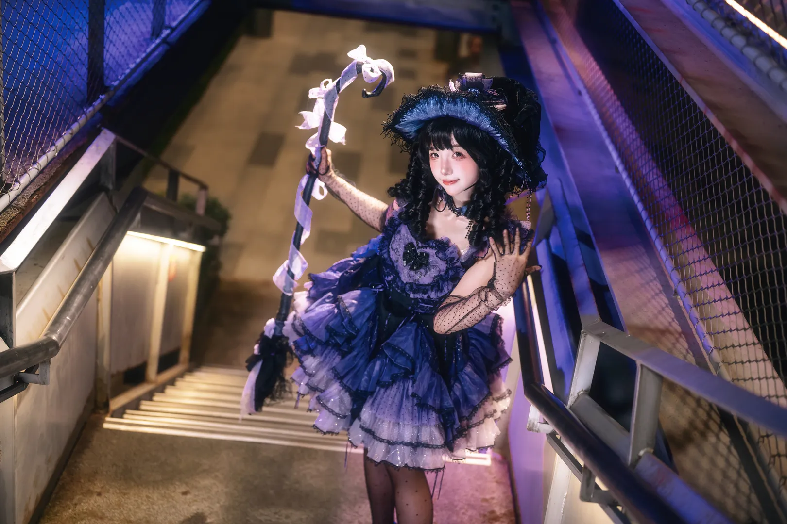 夜景人像, lolita穿搭, 异想家手作, 魔女风造型, 拍照姿势教学 - 第10张