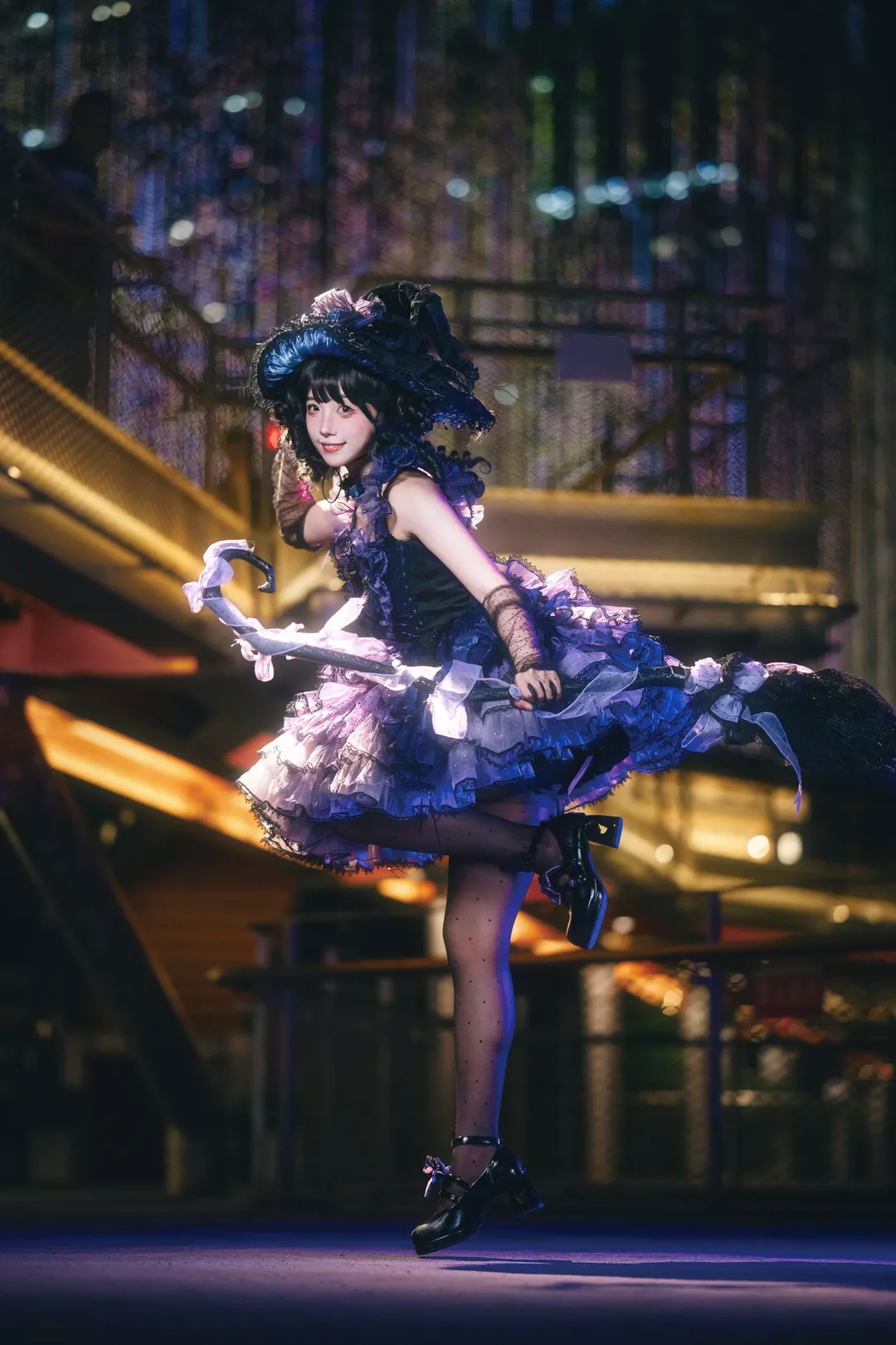 夜景人像, lolita穿搭, 异想家手作, 魔女风造型, 拍照姿势教学 - 第5张