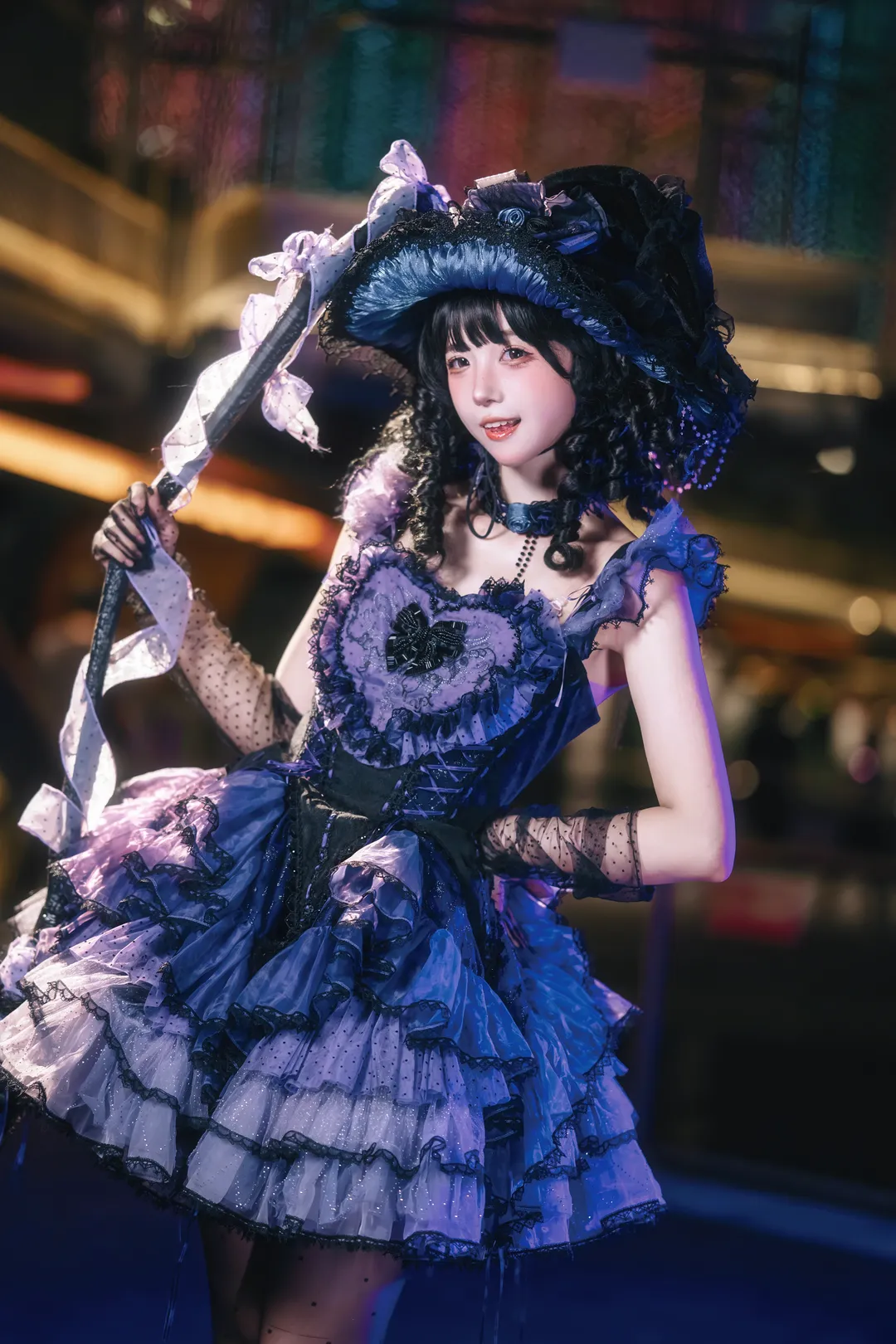 夜景人像, lolita穿搭, 异想家手作, 魔女风造型, 拍照姿势教学 - 第6张