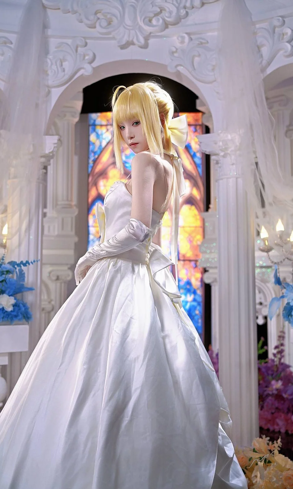 Fate, Saber cos, 教堂摄影, 花嫁cosplay, 二次元婚纱 - 第2张