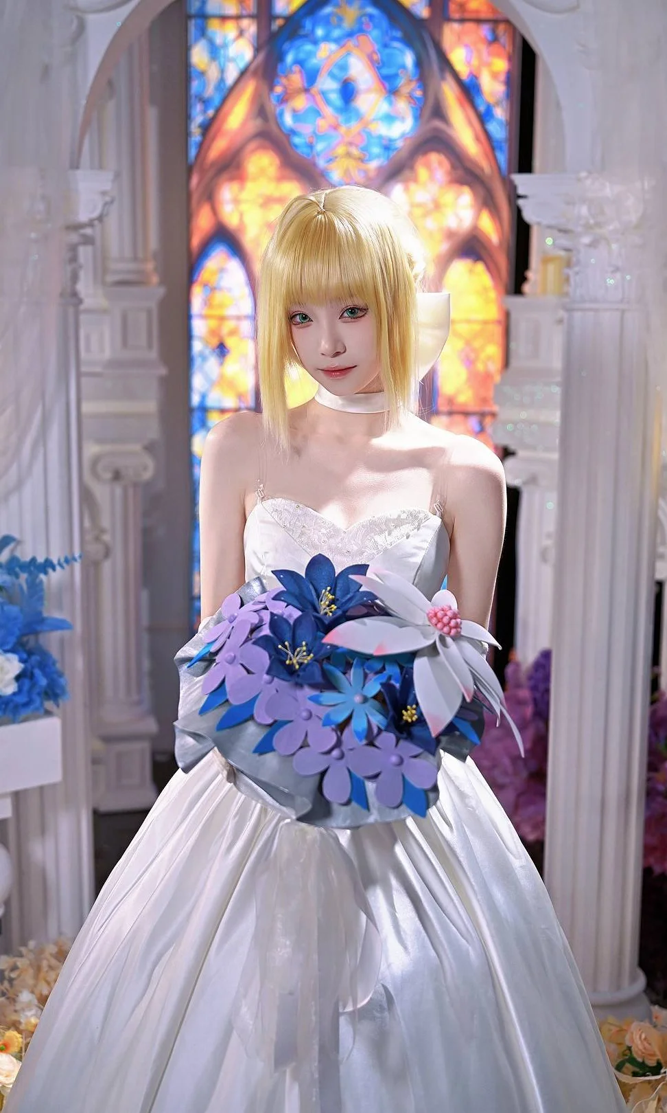 Fate, Saber cos, 教堂摄影, 花嫁cosplay, 二次元婚纱 - 第5张