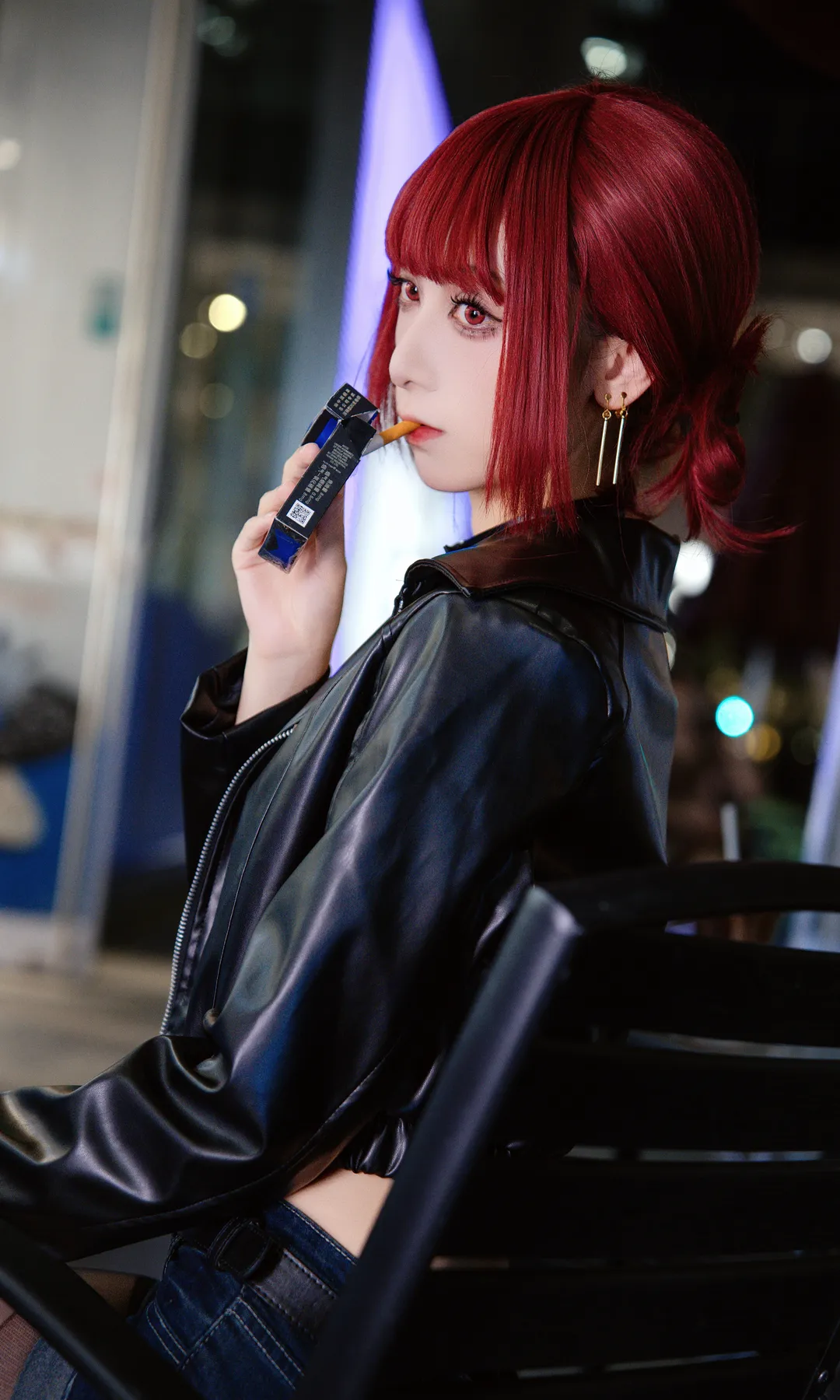 cosplay, 夜景摄影, 红发造型, 皮衣穿搭, 街头穿搭 - 第2张