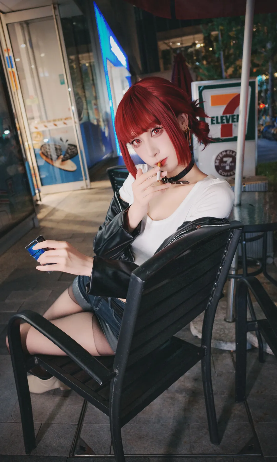 cosplay, 夜景摄影, 红发造型, 皮衣穿搭, 街头穿搭 - 第4张