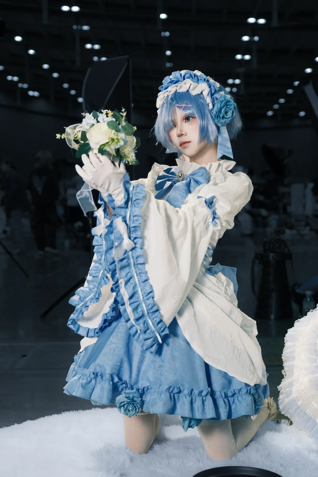 漫展返图, 从零开始的异世界生活, 蕾姆cos, cosplay摄影, 蓝白洋装 - 第1张