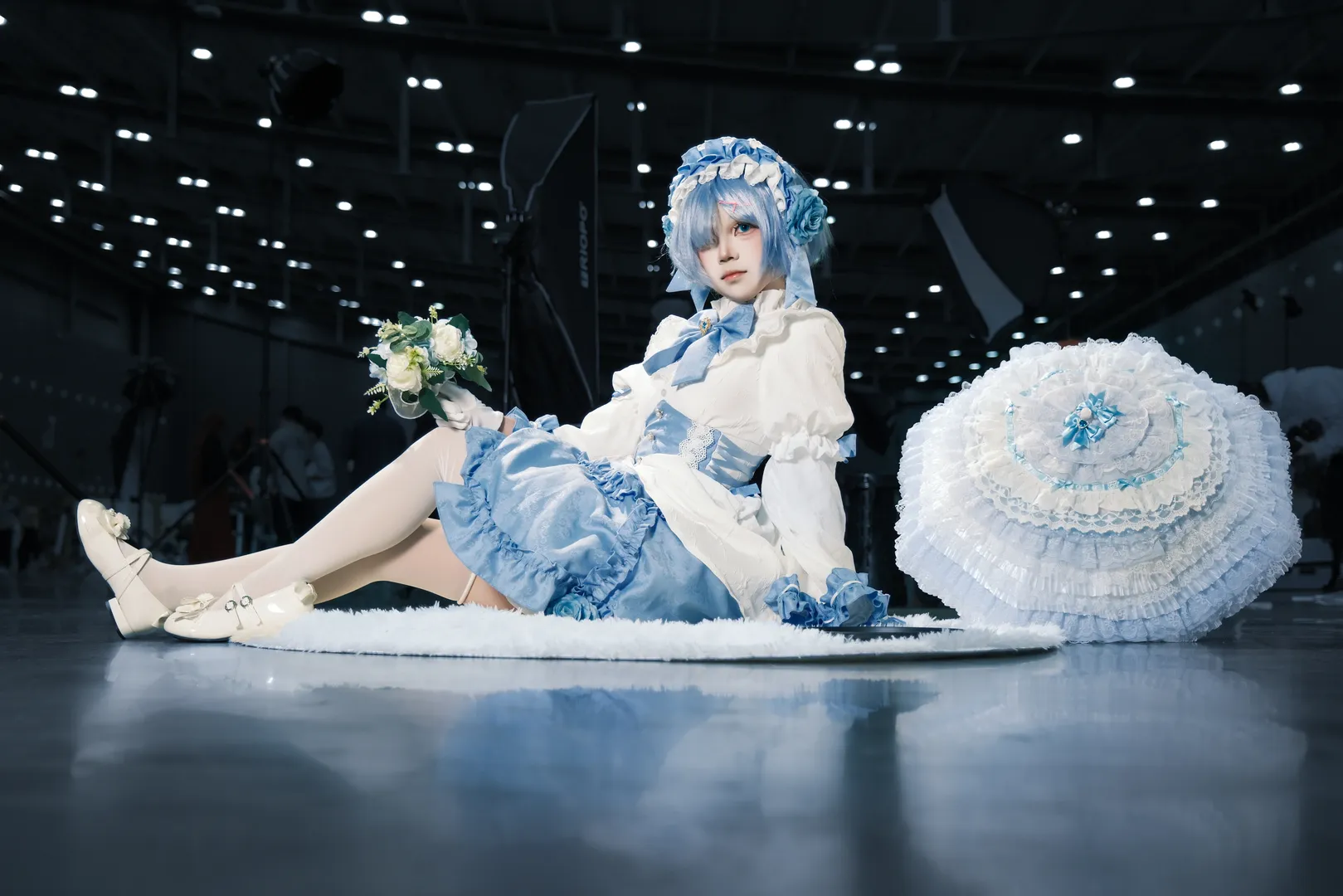漫展返图, 从零开始的异世界生活, 蕾姆cos, cosplay摄影, 蓝白洋装 - 第4张
