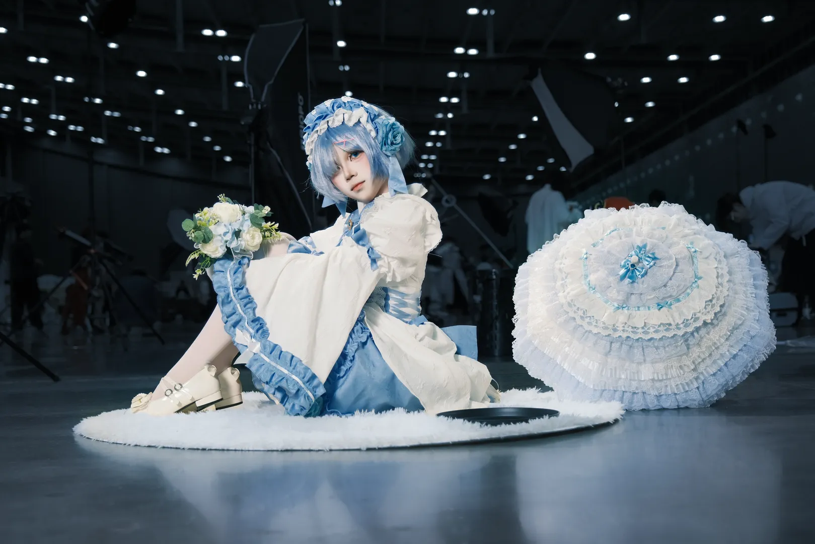 漫展返图, 从零开始的异世界生活, 蕾姆cos, cosplay摄影, 蓝白洋装 - 第5张